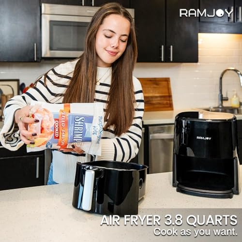 Air fryer |8 quarts for 1-2 people black 8-in-1 functions air fry roast bake broil preheat shake digital nonstick dishwa