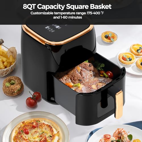 Panana 8QT Large Air Fryer Compact for Family (Black)