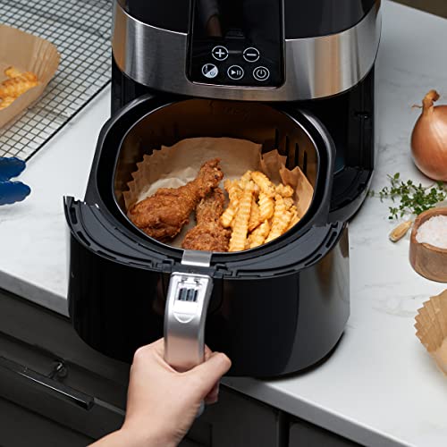 GUSTO 6.5 Inch 125 Count Square Air Fryer Liners - Non-Stick, Oil & Water Resistant - Fits 2-5 QT Square Air Fryers & O