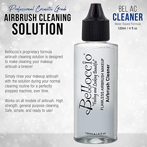 Belloccio 4 Ounce Airbrush Cleaner Fast Acting Makeup Solution - Cleans Flushing Out Makeup - Cleans Brushes - 4 Ounce B